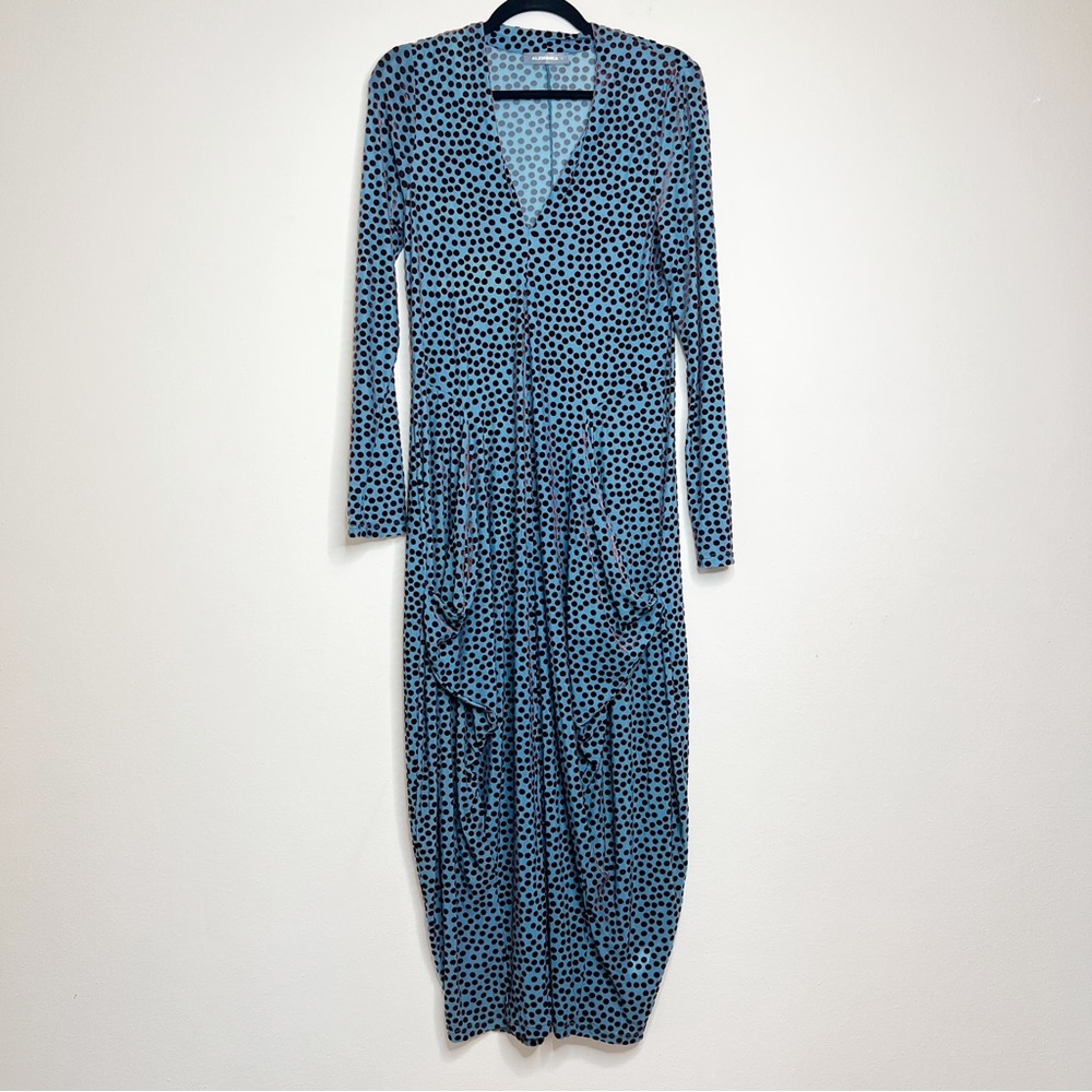 Alembika Burned Out Velvet Sheer Cocoon Polka Dot Dress Size 1